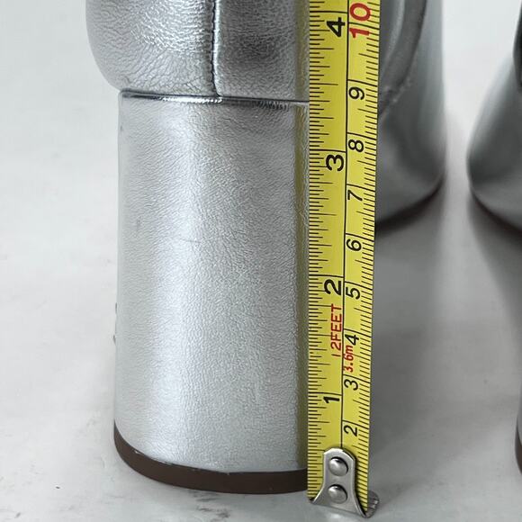 Sam Edelman Codie2 Leather Square Toe Block Heel Boot Silver Metallic Women 5.5M - Picture 8 of 10
